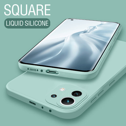 Luxury Original Square Soft Liquid Silicone Case For Xiaomi Mi 11 10T Pro 10 Lite 9 SE Poco F3 Redmi K40 9A Note 9 9S 9T 8 Cover